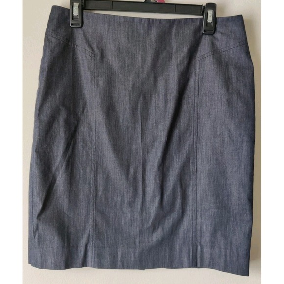 LOFT Dresses & Skirts - Ann Taylor Loft‎ Women's 6 Blue Pencil Skirt Denim Look Back Slit Cotton Blend